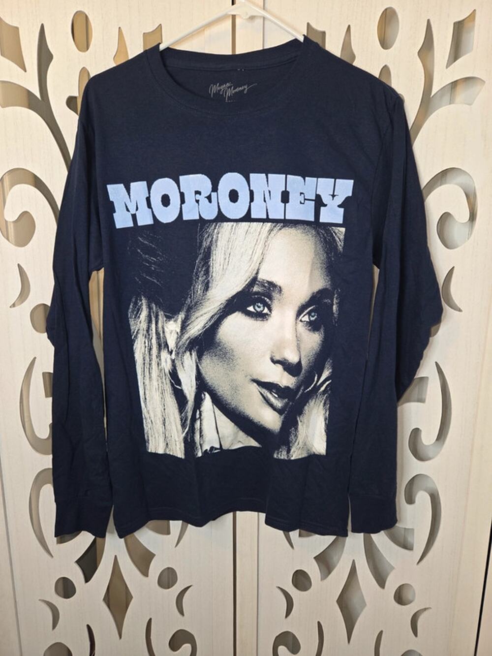 Megan Moroney Portrait Graphic Long Sleeve Shirt Navy Blue Adult Small
